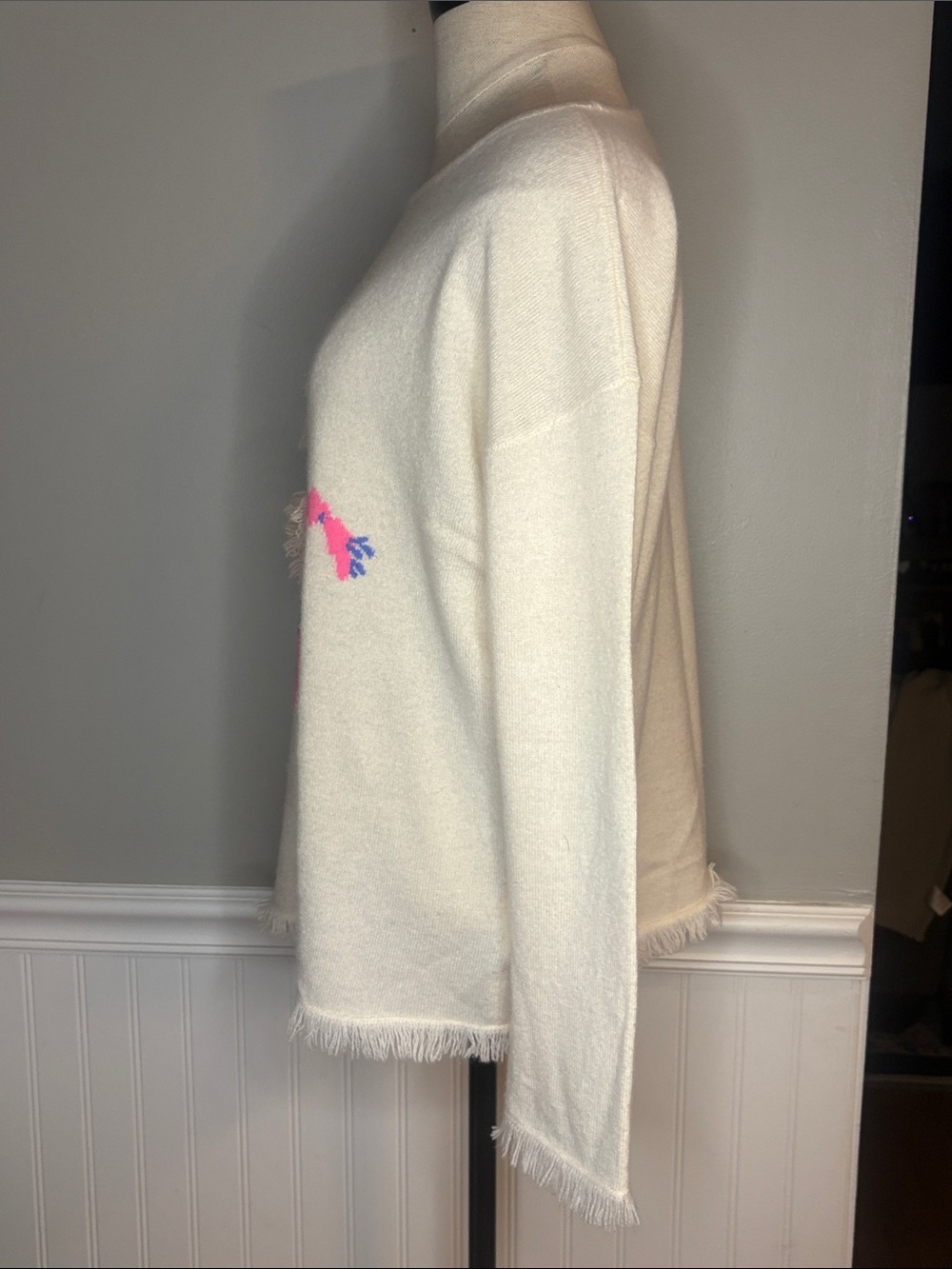 Lilly Pulitzer Ivory Sweater with Pink & Blue Llama Motif - Picture 2 of 6